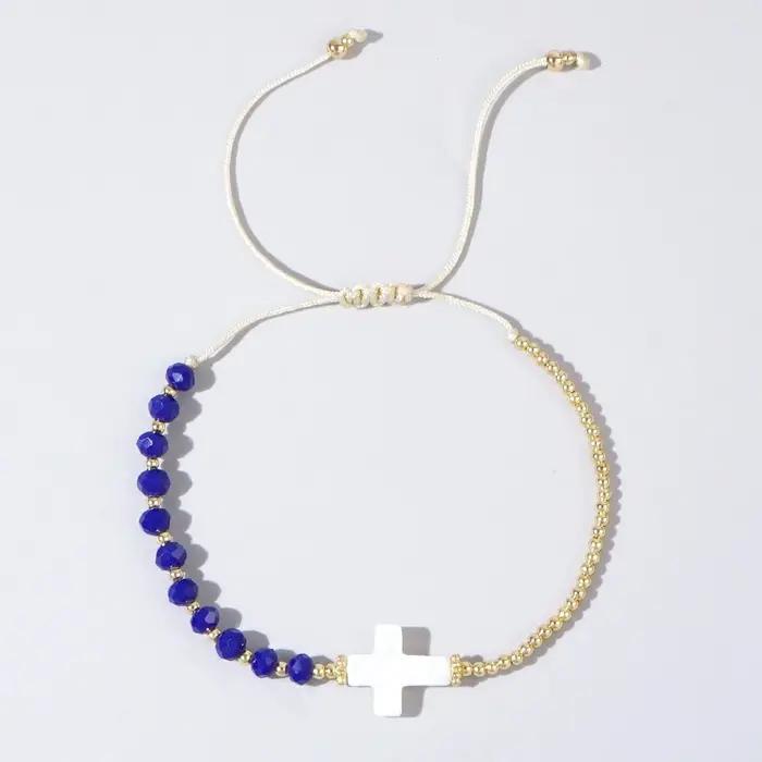 Bracelet réglable avec pendentif croix Boho