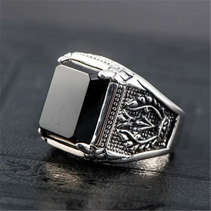 Bague en argent 925 sertie d'agate pour hommes et femmes occasion engagement romantique vintage