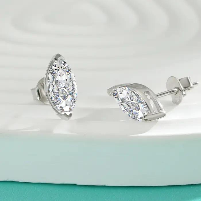 Boucles d'oreilles pendantes en moissanite coupe marquise pour femme