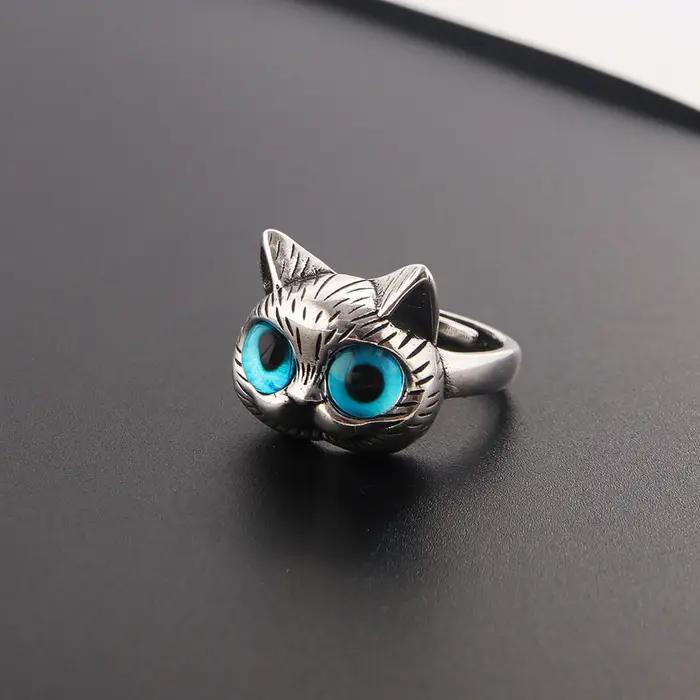 Bague chat en alliage couleur argent pour femmes