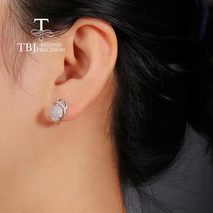 Boucles d'oreilles en pierre de lune blanche naturelle en argent 925 pour femmes et filles occasions spéciales elegance subtile