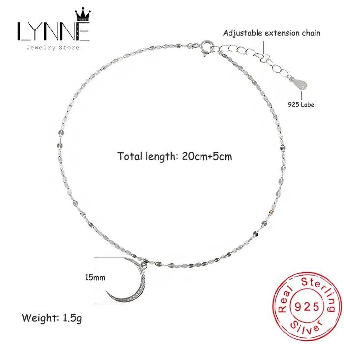 LYNNE 925 bijoux en argent Sterling exquis lune Zircon pendentifs bracelets de cheville femmes mode