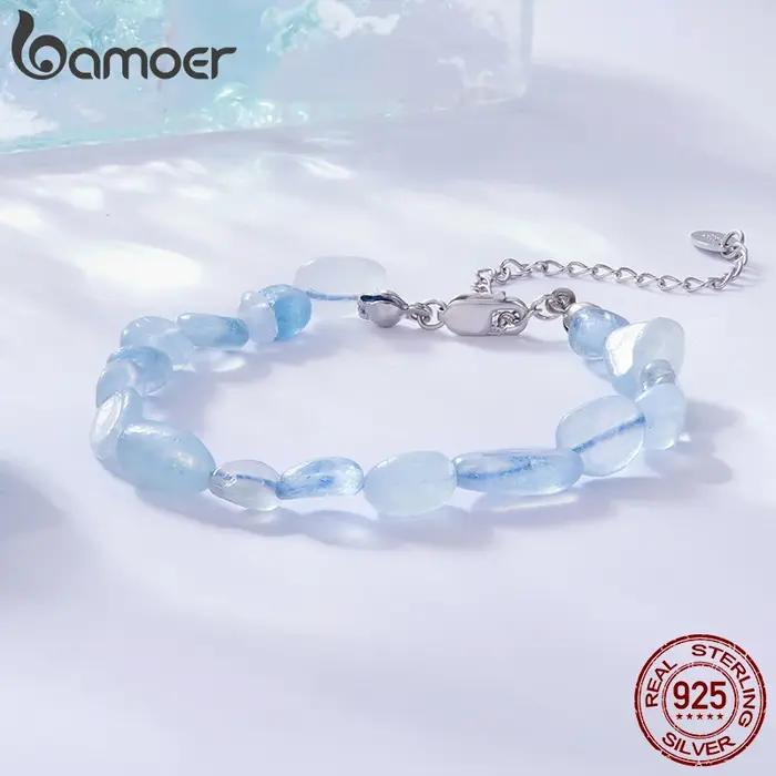 BAMOER – Bracelet en argent Sterling 925 en cristal bleu