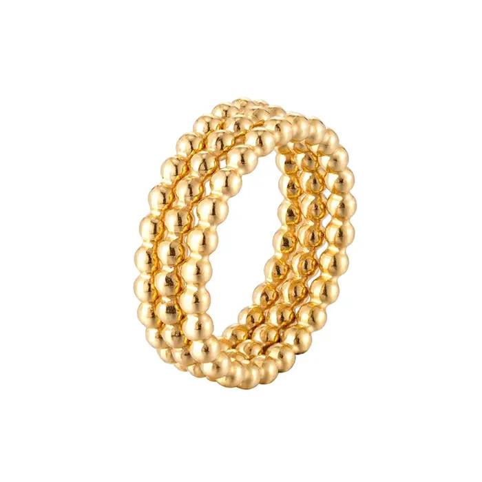 Bague trois en un en forme de chaîne de perles, en acier inoxydable, bijoux de haute qualité, cadeau