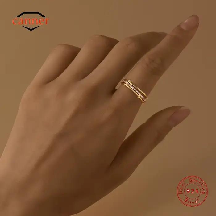 CANNER – bague classique empilée à trois couches en argent Sterling 925 pour femmes, minimaliste, exquise, bijoux fins, cadeau de fête, 1 pièce