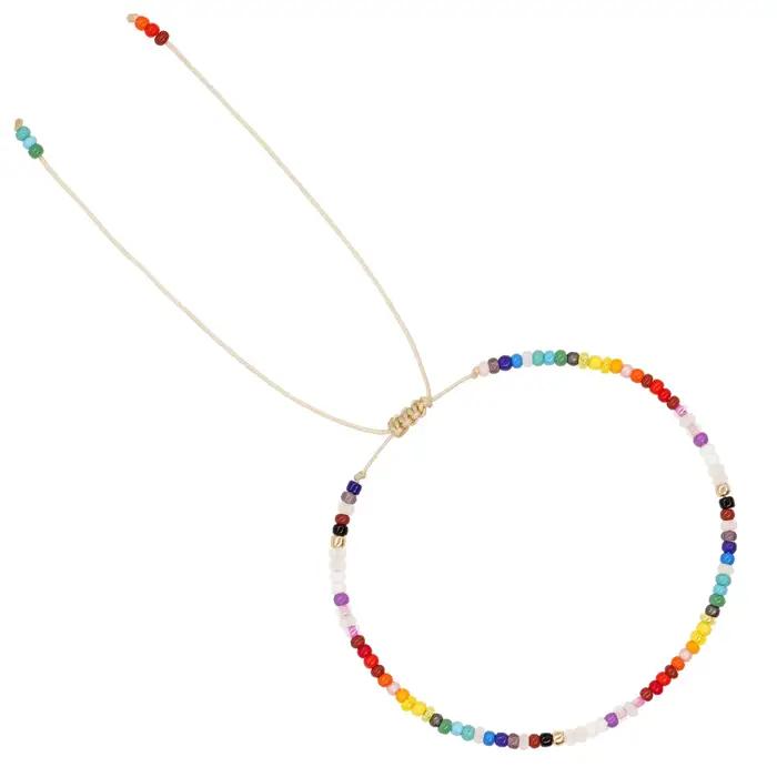 Bracelet de perles de verre arc-en-ciel style Boho fait à la main pour femmes et hommes occasions spéciales fantaisie chic harmonie de la terre