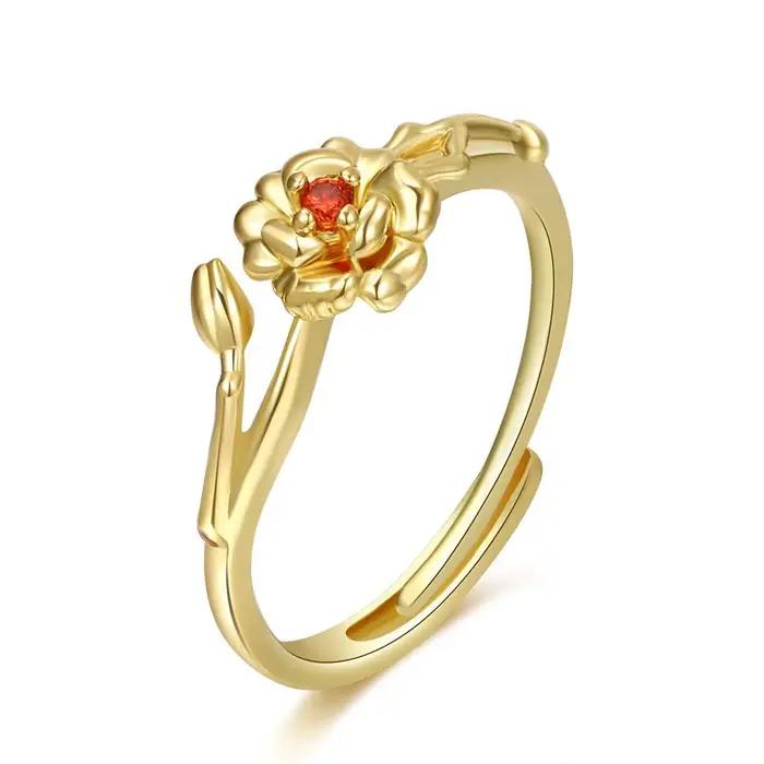 ANENJERY-Bague Fleur pour Femme, Bijoux Géométriques Polyvalents, Cadeau d'Anniversaire, Vente en Gr