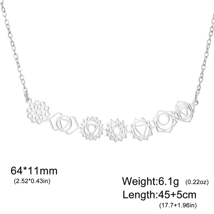 Colliers Cazador Yoga 7 Chakra avec breloques fleur, en acier inoxydable, bijoux de méditation, amul