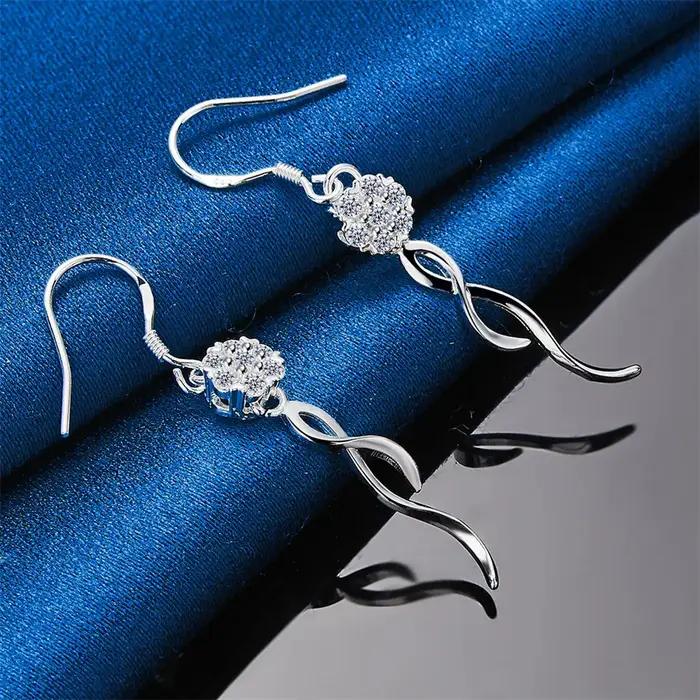 1 paire de boucles d'oreilles pendantes carrées en argent sterling 925