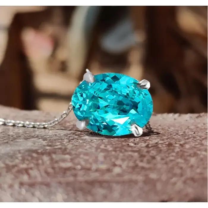 100% 925 argent Vintage élégant forme ovale pendentif collier pour adolescent