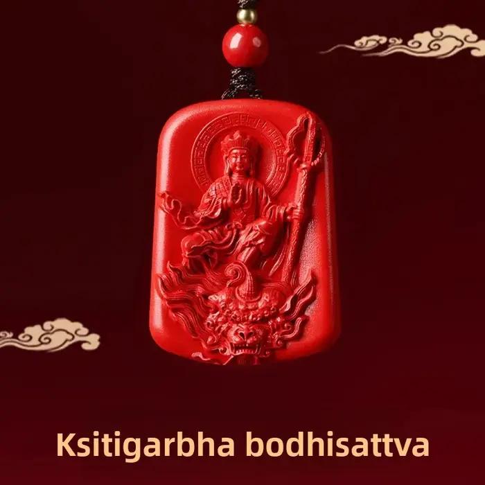 Pendentif cinabre Ksitigarbha Bodhisattva