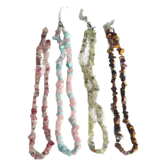 Collier en pierres naturelles et perles de cristal multicolores avec design géométrique pour homme femme et unisexe occasions spéciales et quotidienne