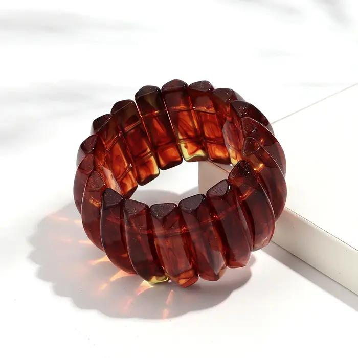 Bohomia – Bracelet géométrique épais empilable pour femmes, Design acrylique, style Boho, perles de prisme triangulaire élastique, bijoux 2025