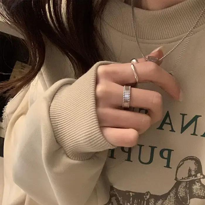 Bagues en argent Sterling 925 serties de zirconium blanc mode hip hop vintage pour femmes occasions spéciales anniversaires mariages