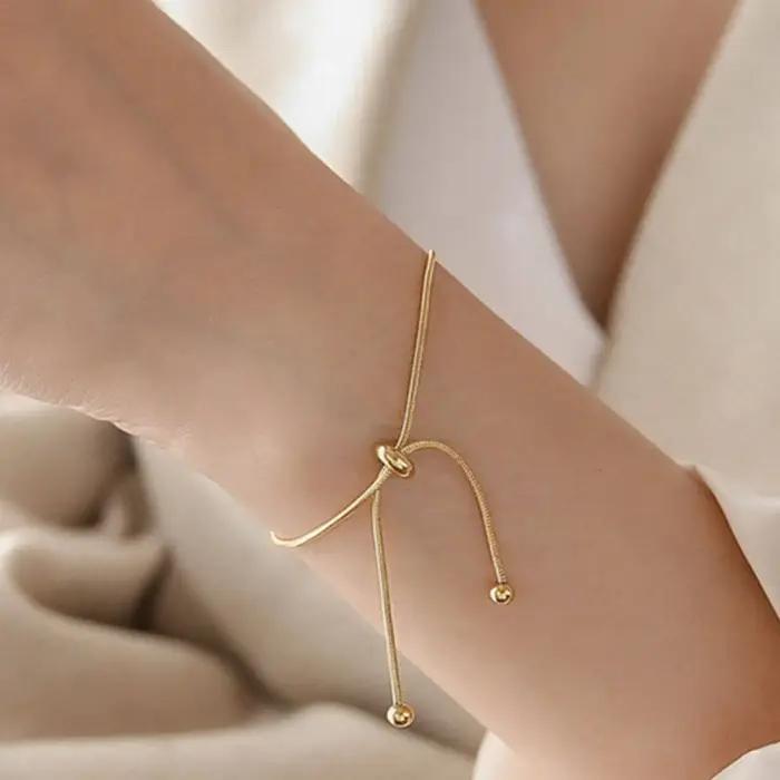 Bracelet réglable en chaîne serpent en acier inoxydable or plaqué rhodium imitation pour femmes et filles occasions spéciales elegance sophistiquée