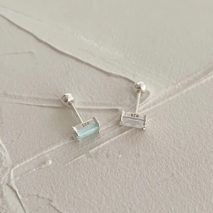 Boucles d'oreilles géométriques carrées en argent regardé 925 pour femmes