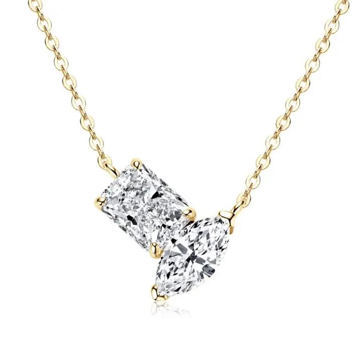 M-JAJA 3ct Moissanite pendentif collier pour femmes coupe rayonnante/coupe Marqusie diamant