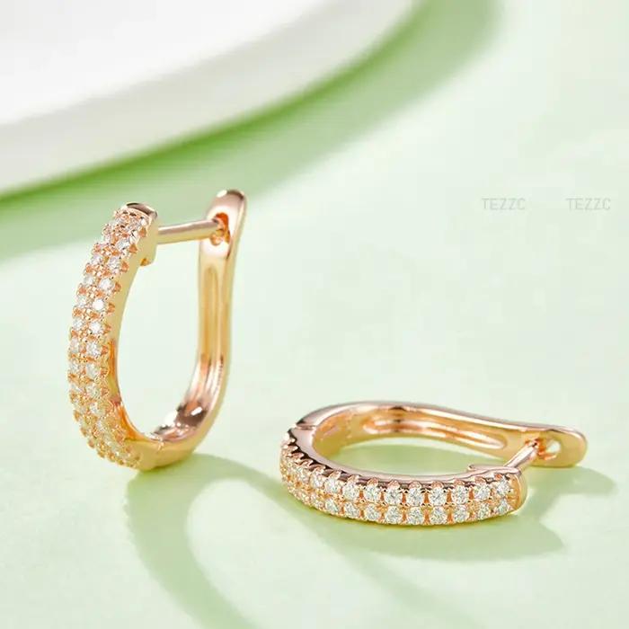 Boucles d'oreilles à clous en Argent Sterling 925 avec pierres Moissanite rondes éclatantes pour femme bijoux de luxe élégants pour offrir