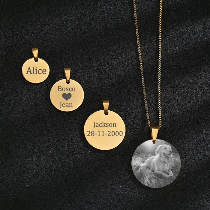 Collier personnalisé en acier inoxydable avec gravure de photo ou texte pour femmes occasions spéciales anniversaires fiançailles cadeau d'anniversaire mariage