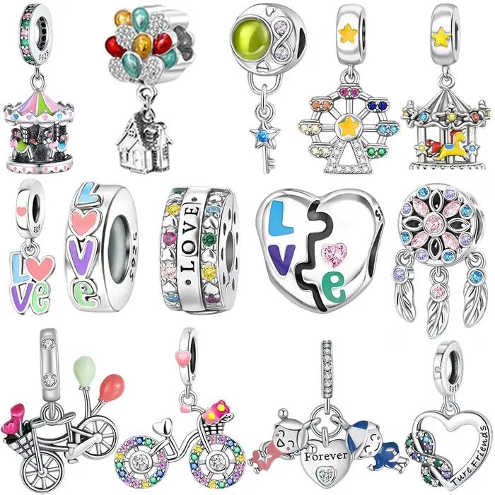 Breloques Pendentifs Carrousel en Argent 925 pour Bracelets Originaux