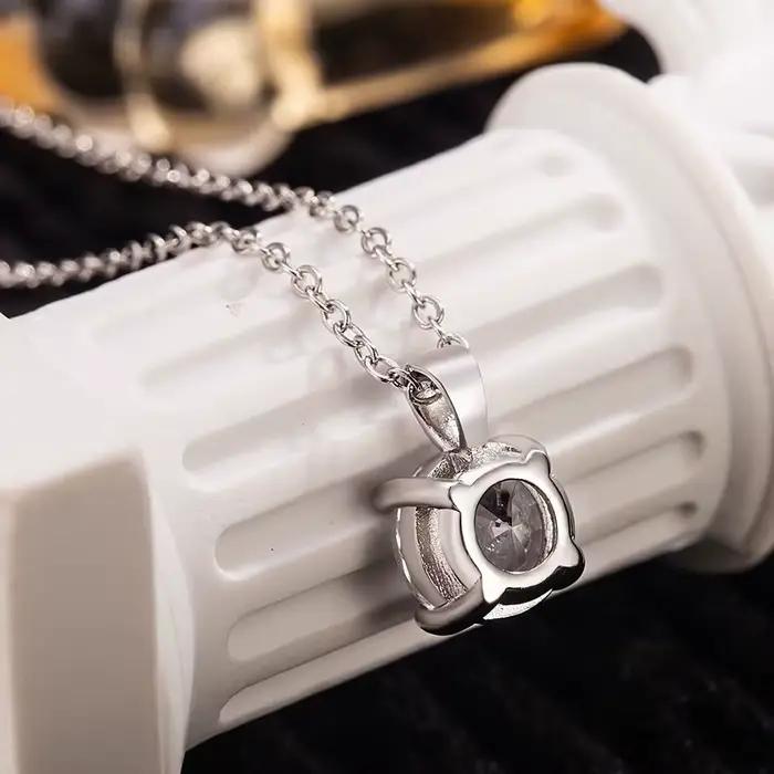 Mini Moissanite réel 925 en argent Sterling pendentif collier femme clavicule colliers bijoux de fête de mariage