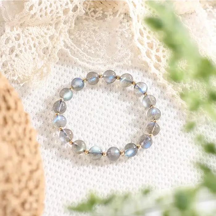 ITSMOS Bracelet Labradorite naturelle cristal 14K or rempli guérison spirituelle élégant