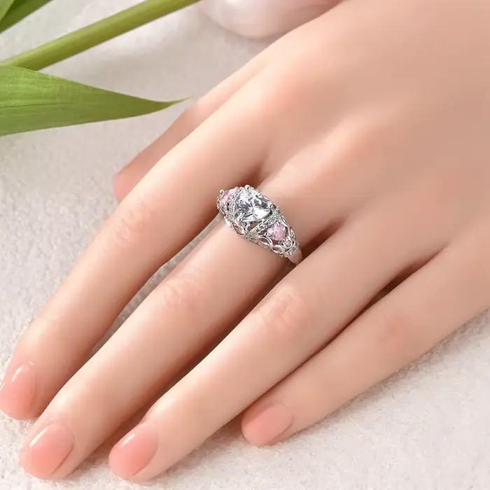 Bague en argent sterling 925 sertie de zirconium blanc cœur infini pour femmes et filles occasions d'engagement et cadeaux d'anniversaire