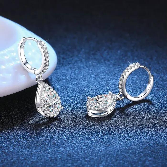 JoiasHome – boucles d'oreilles en Moissanite pour femmes, 1CT, en argent pur S925, diamants cultivés en laboratoire, bijoux de mariage élégants