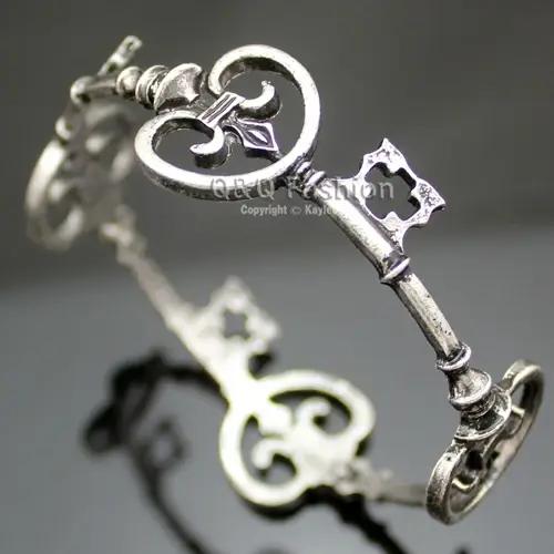 Vintage victorien squelette clé croix Bracelet de mariée mode unisexe