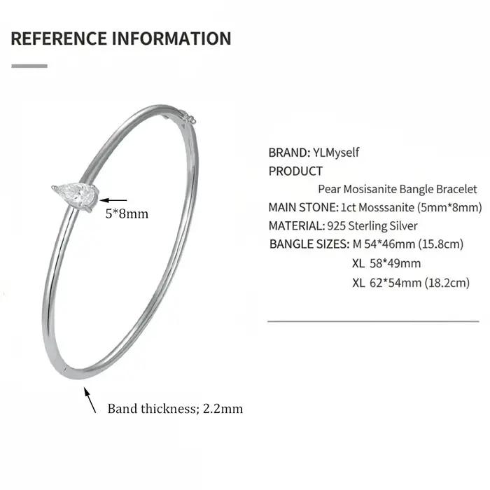 Bracelet en argent sterling 925 serti de moissanite poire élégant pour femmes occasions spéciales anniversaire cadeau de mariage engagement