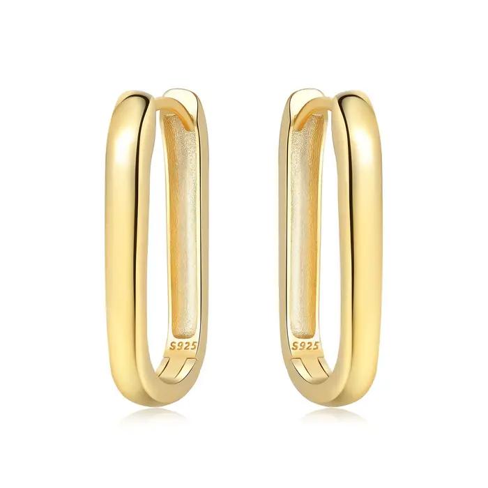 MISEFF – boucles d'oreilles en argent Sterling S925, simples et lisses, en forme de U, pour femmes,
