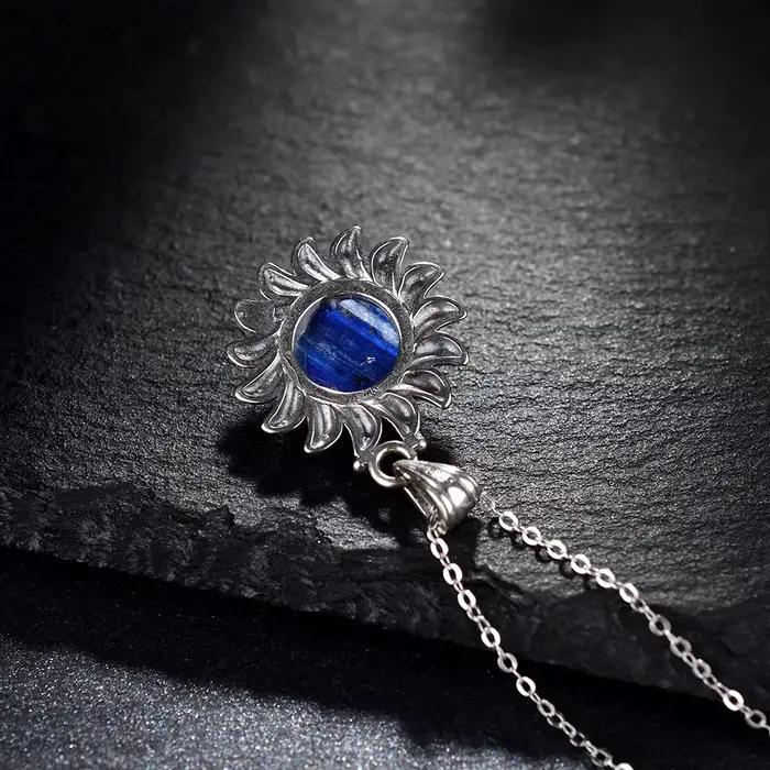 Collier en argent S925 avec Kyanite naturelle pour femmes