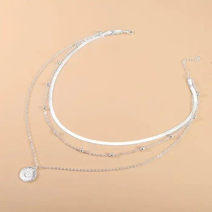 Collier rond à trois couches en argent Sterling 925 pour femmes