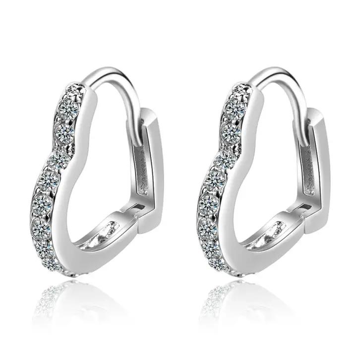 Boucles d'oreilles en argent Sterling 925 en forme de cœur