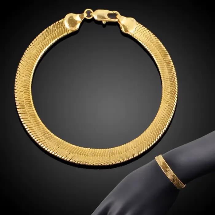 Bracelet Plaqué Or Géométrique Chaîne Serpent En Or 18 Carats Pour Femme Occasions Spéciales