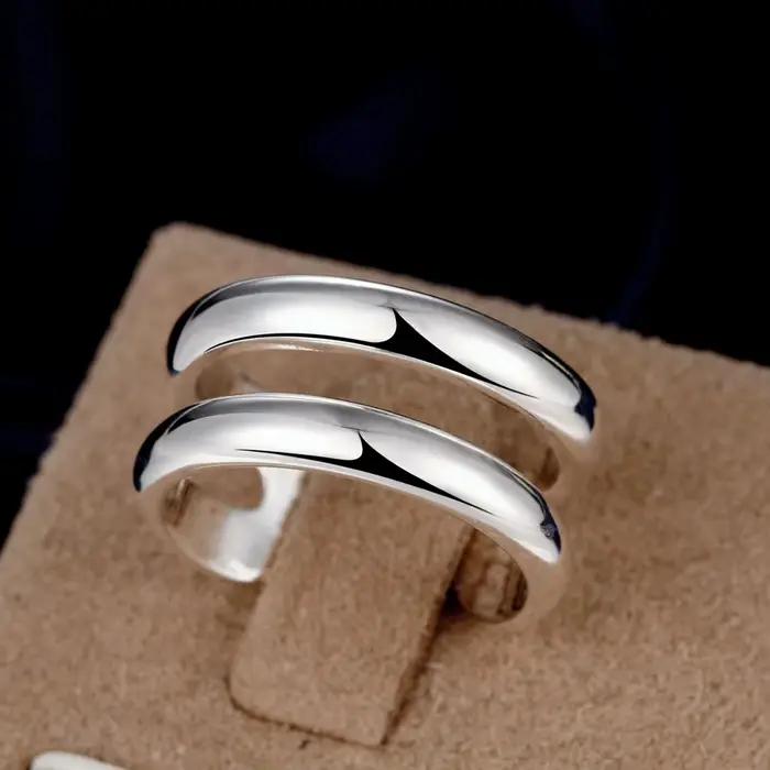 Bague de fiançailles ouverte en argent sterling 925 pour femmes et hommes