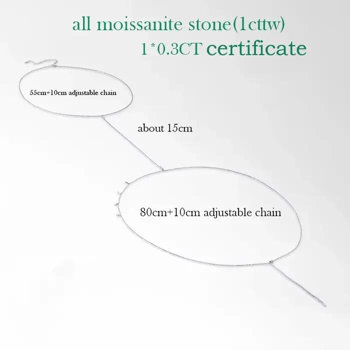 Smyoue Marquise coupe tout Moissanite laboratoire diamant chaîne de corps pour les femmes réglable Sexy bijoux