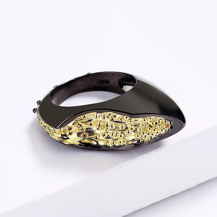 Bague rétro géométrique en or noir pour femmes, soirée chic, style classique, bijou certifié, zirconium, ajustement facile, cadeau spécial