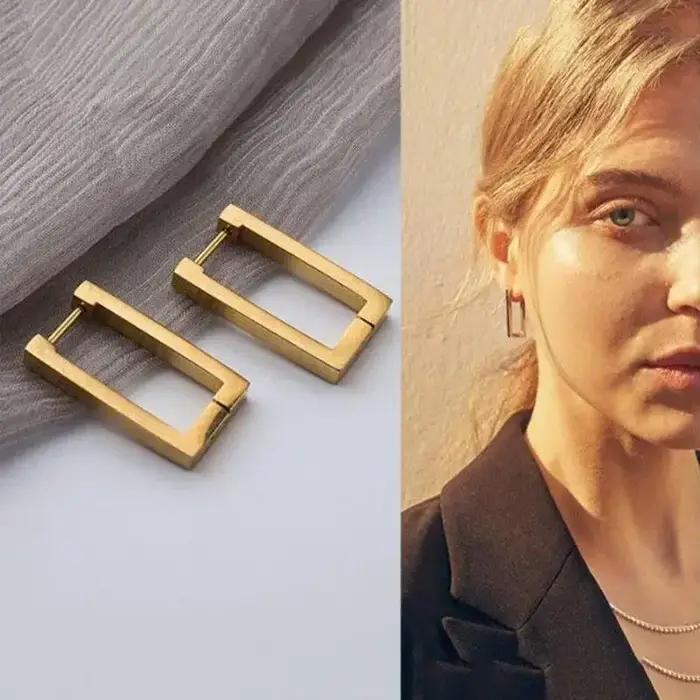 Boucles d'Oreilles Géométriques Carrées pour Femme