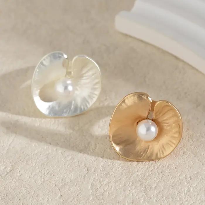 Lacteo 2024 à la mode géométrique irrégulier grand anneau de manchette pour les femmes couleur argent clair bague dames cadeaux de fête bijoux filles