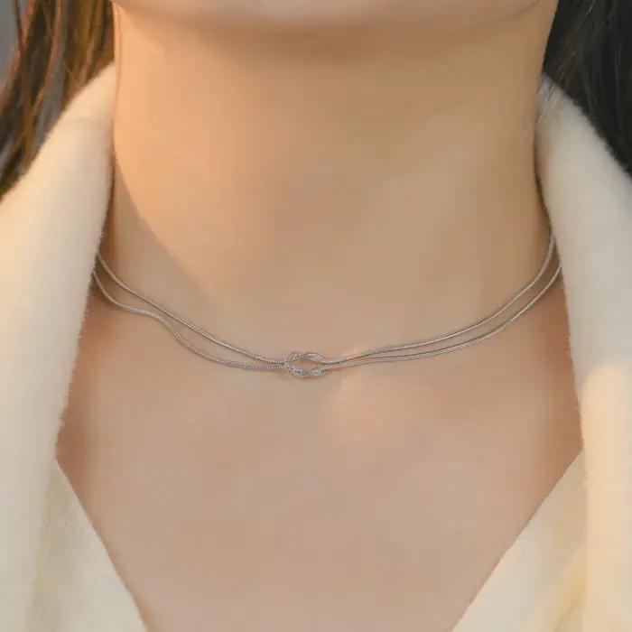 Skyrim – collier Double chaîne serpent pour femmes