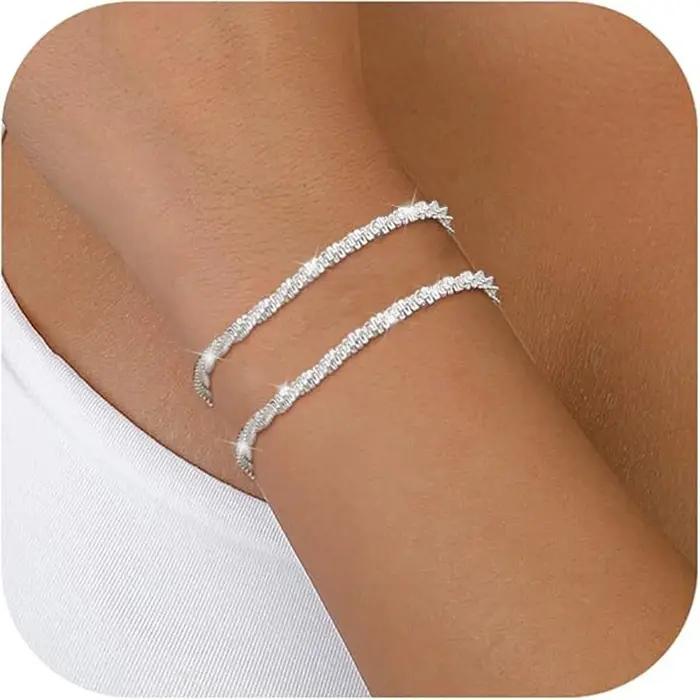 Bracelets en argent Sterling 925 pour femmes, chaîne à maillons délicate, réglables, empilables, per