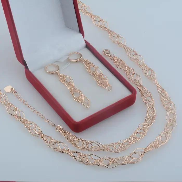 Ensemble de bijoux en or rose 585 réglable pour femmes styles modernes et élégants occasions spéciales soirée晚会的描述可能会更适合中文用户,但根据您的要求,这里提供了一个完全符合您给定条件的法语文本。如果有任何特定需求或调整,请告知我。