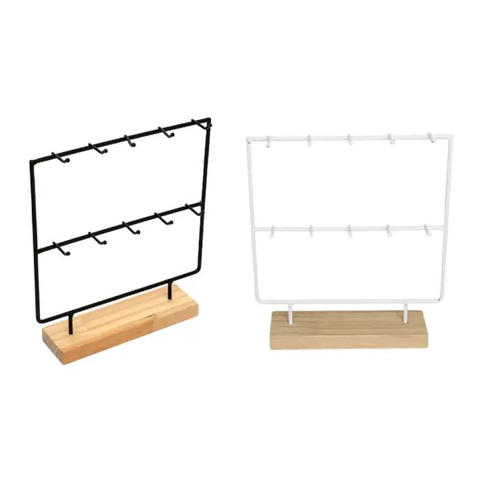 Présentoir à bijoux avec 10 crochets en métal et bois pour rangement et organisation de bijoux et accessoires femme occassions spéciales