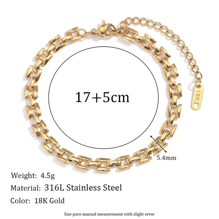 E.B.belle-Bracelets carrés faits à la main JOSION L, bijoux en acier inoxydable, plaqué or 18 carats