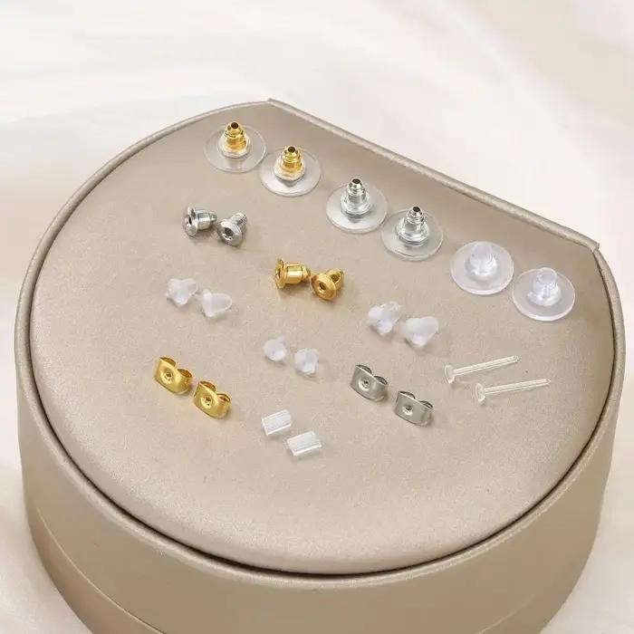 600 pièces/ensemble Anti allergique boucles d'oreilles dos goujons Kit 12 Styles clair