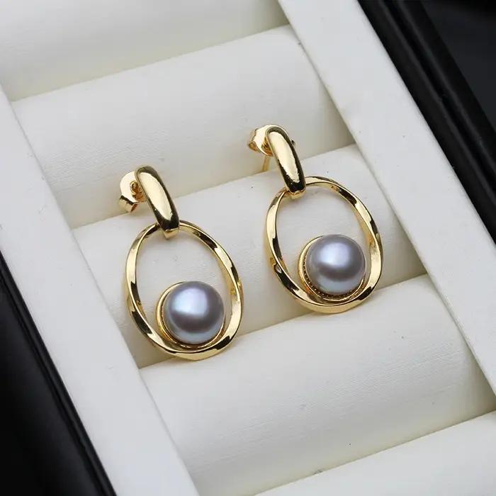 Boucles d'oreilles en perles d'eau douce naturelles pour femmes