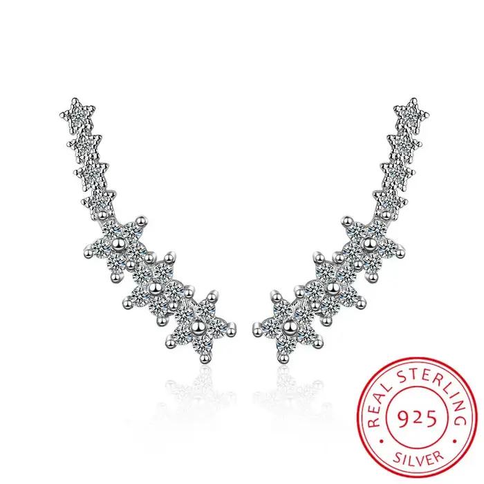 Bling Aaa-Boucles d'oreilles longues manchette d'oreille en argent regardé 925 pour femme