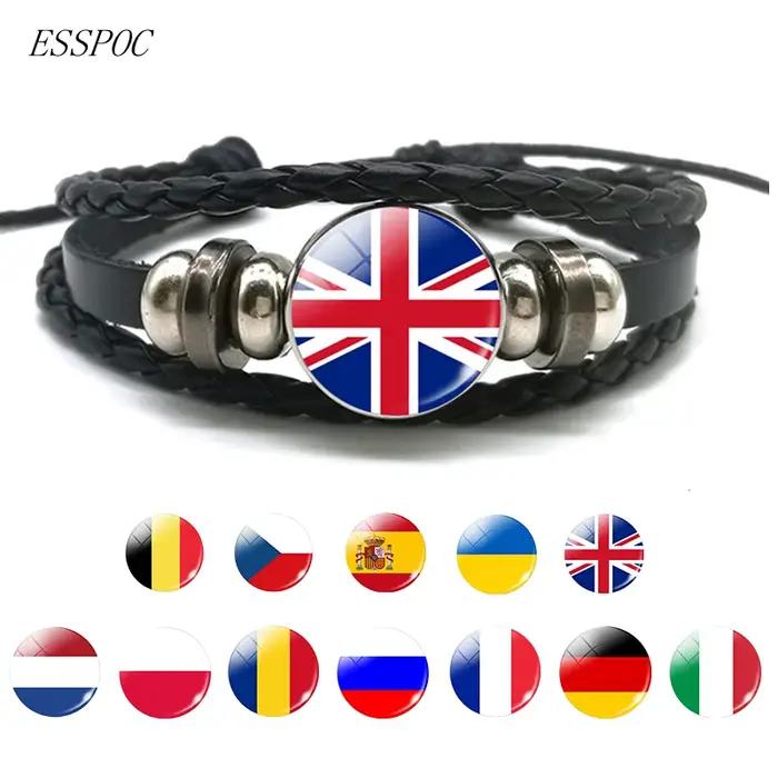 Bracelet en cuir tressé avec ULnoire pour homme, Europe, pays, Royaume-Uni, France, Italie, Espagne, Pologne, Pays-Bas, Russie, Irlande