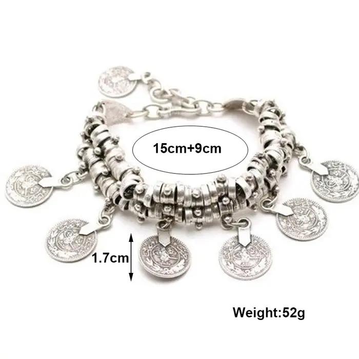 Jhumka – Bracelets ethniques Vintage avec pendentif en pièce de monnaie exagérée pour femmes
